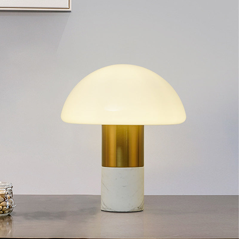 Contemporary 1 Head Small Desk Lamp with White/Green Dome and Milky Glass Shade