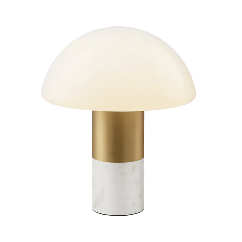 Contemporary 1 Head Small Desk Lamp with White/Green Dome and Milky Glass Shade