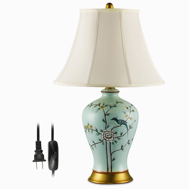 23 Inch Vivid Branches and Birds Premium Porcelain Table Lamp