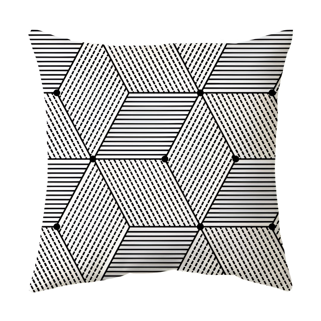 Geometric Black & White Pillow - Modern Abstract Cushion Decor