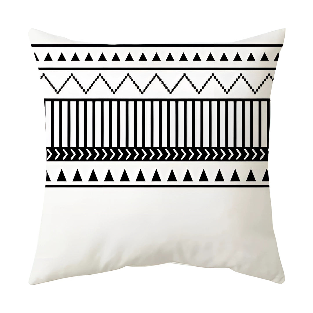Geometric Black & White Pillow - Modern Abstract Cushion Decor
