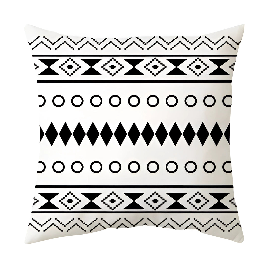 Geometric Black & White Pillow - Modern Abstract Cushion Decor