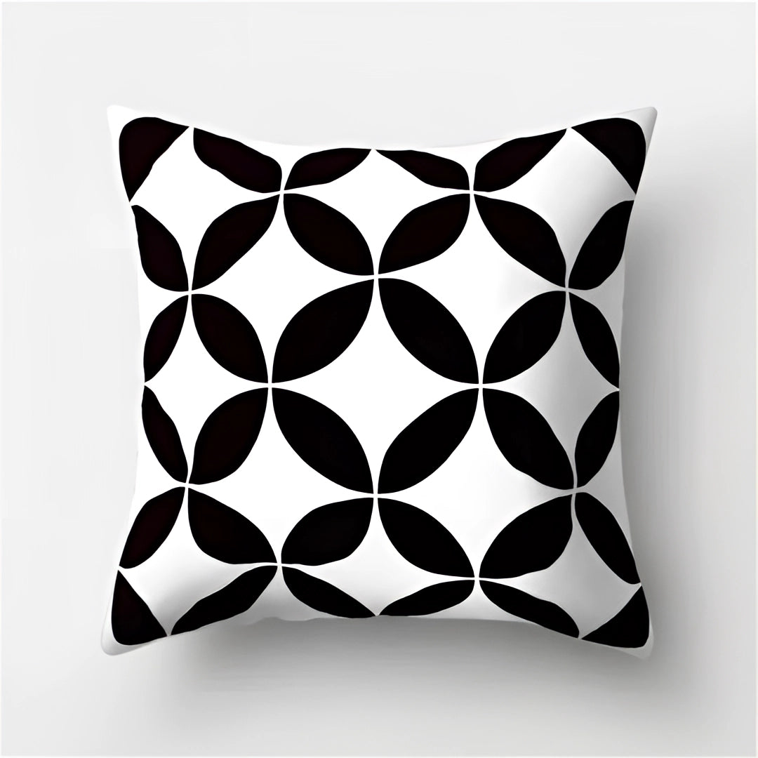 Geometric Black & White Pillow - Modern Abstract Cushion Decor