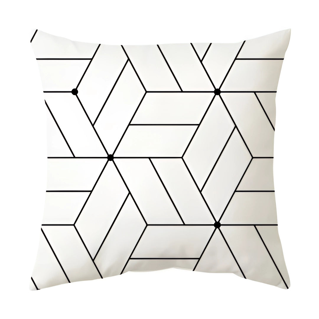 Geometric Black & White Pillow - Modern Abstract Cushion Decor