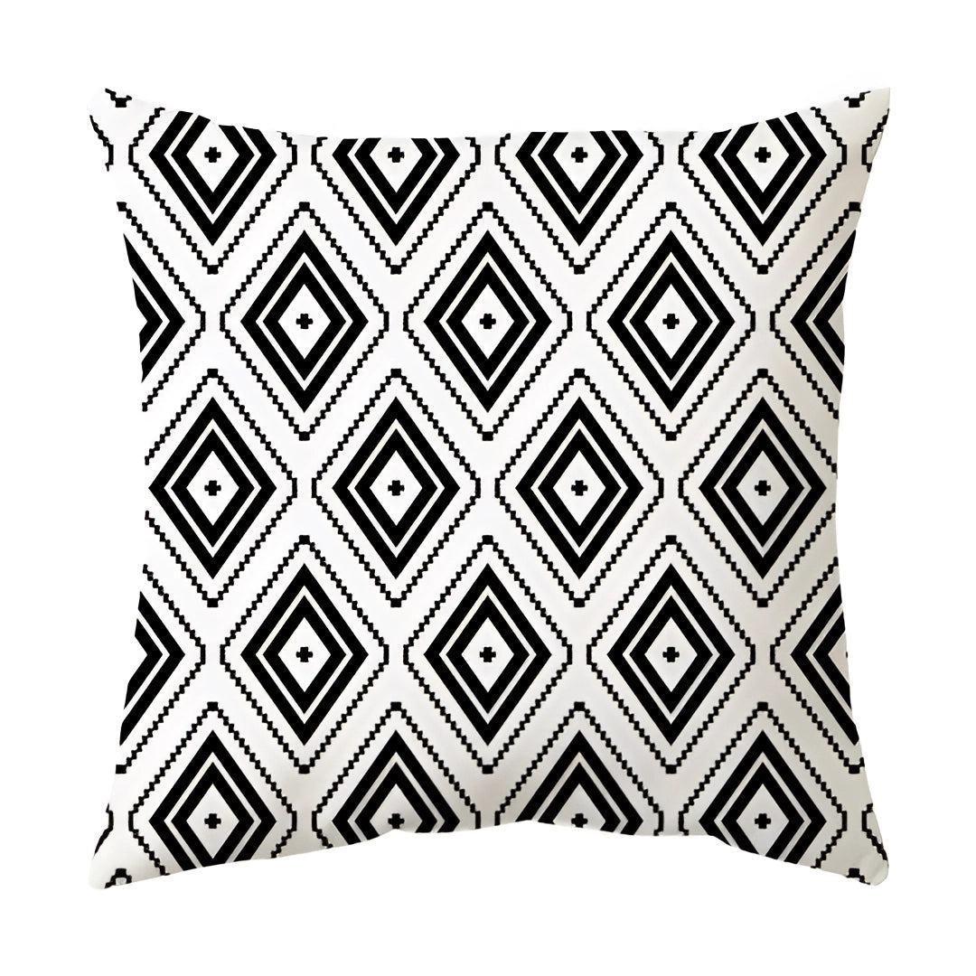 Geometric Black & White Pillow - Modern Abstract Cushion Decor