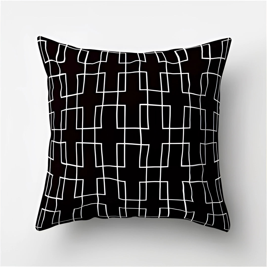 Geometric Black & White Pillow - Modern Abstract Cushion Decor