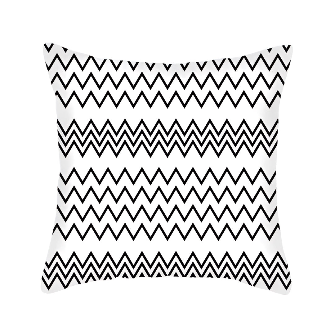 Geometric Black & White Pillow - Modern Abstract Cushion Decor