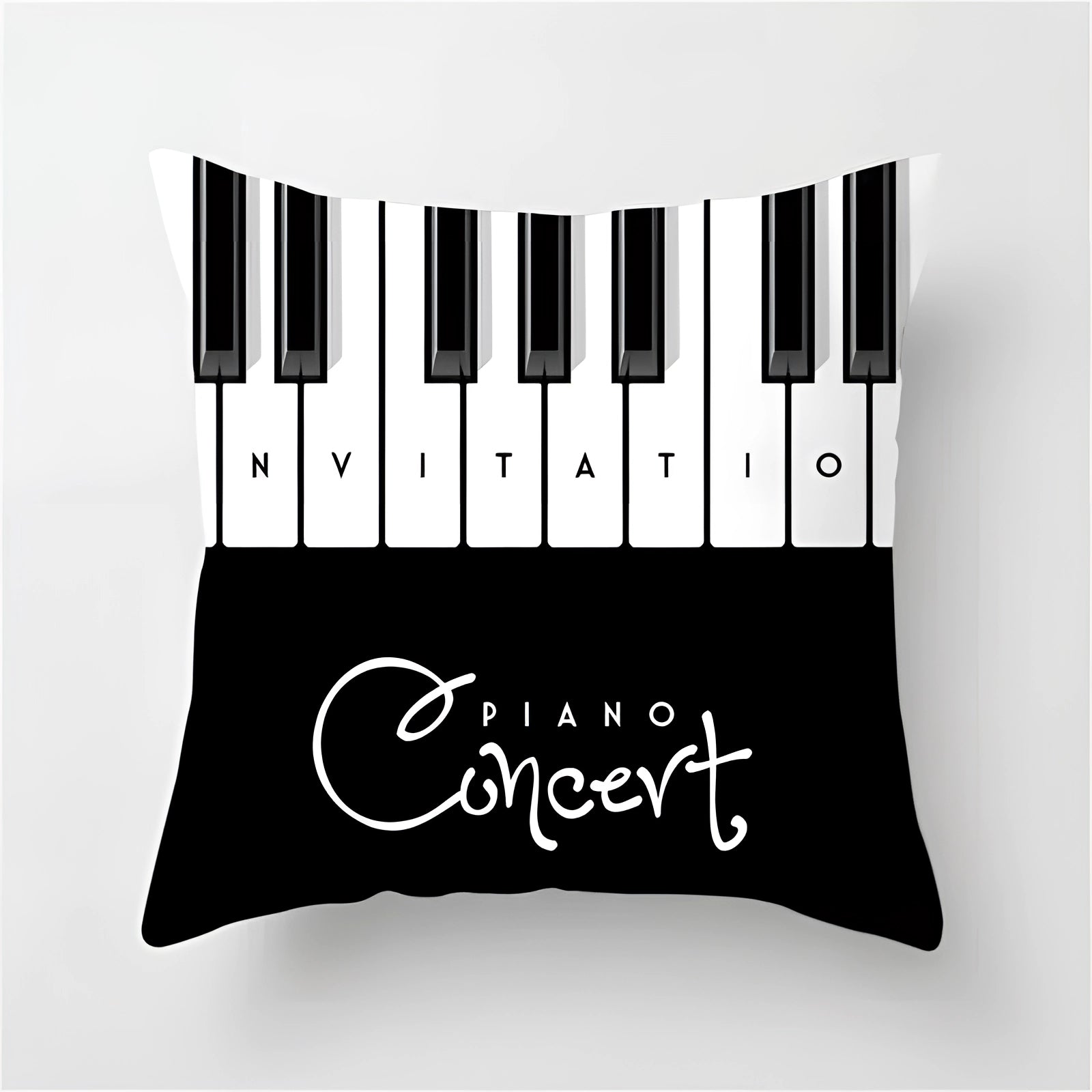 Geometric black and white throw pillow with modern abstract design, measuring 24 inches or 60 x 60 cm.