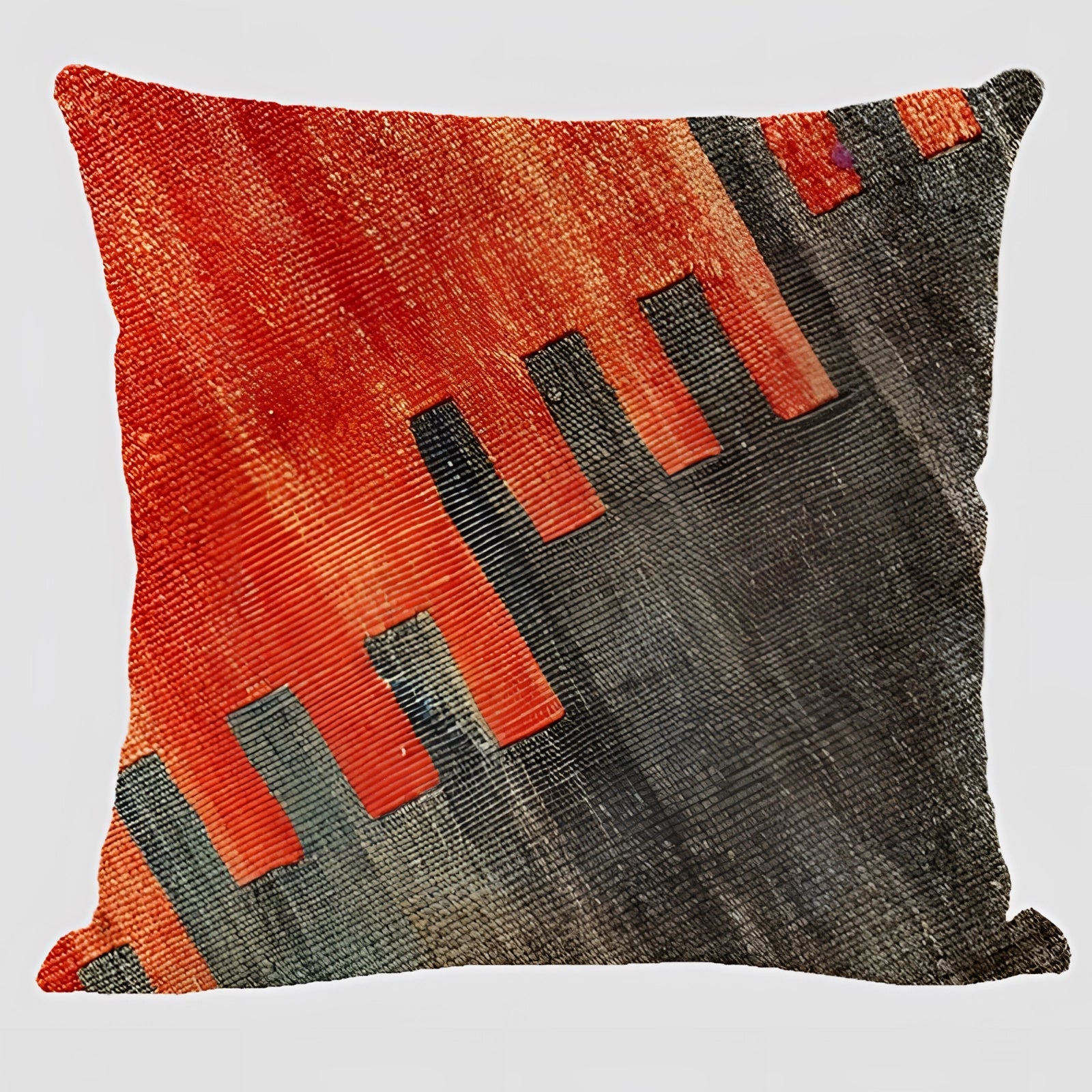 Handwoven Kilim Cushion with an ethnic bohemian design featuring a rectangular shape and vibrant patterns in magenta hues, ideal for Southwestern decor.