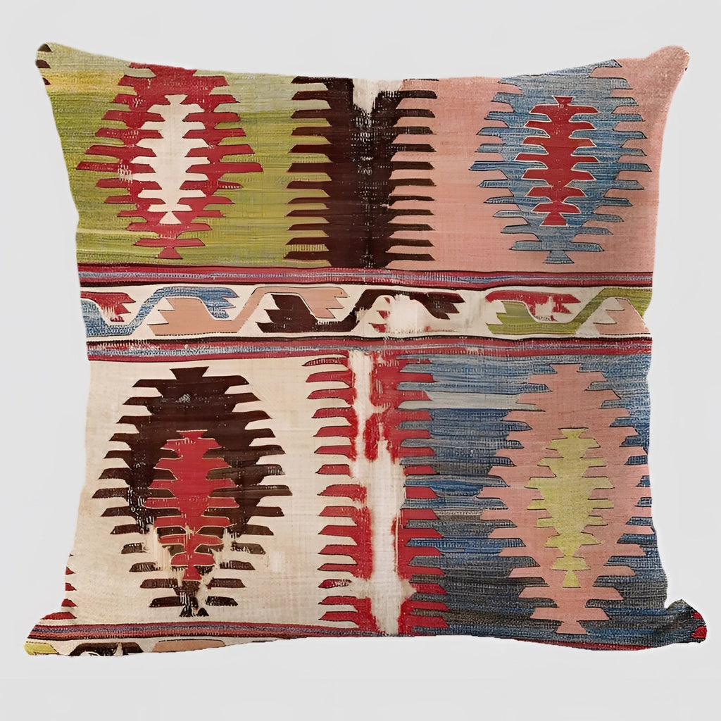 Handwoven Kilim Cushion - Ethnic Bohemian Pillow for Southwestern Decor