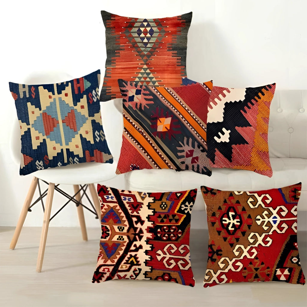 Handwoven Kilim Cushion - Ethnic Bohemian Pillow for Southwestern Decor