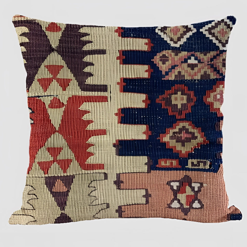 Handwoven Kilim Cushion - Ethnic Bohemian Pillow for Southwestern Decor