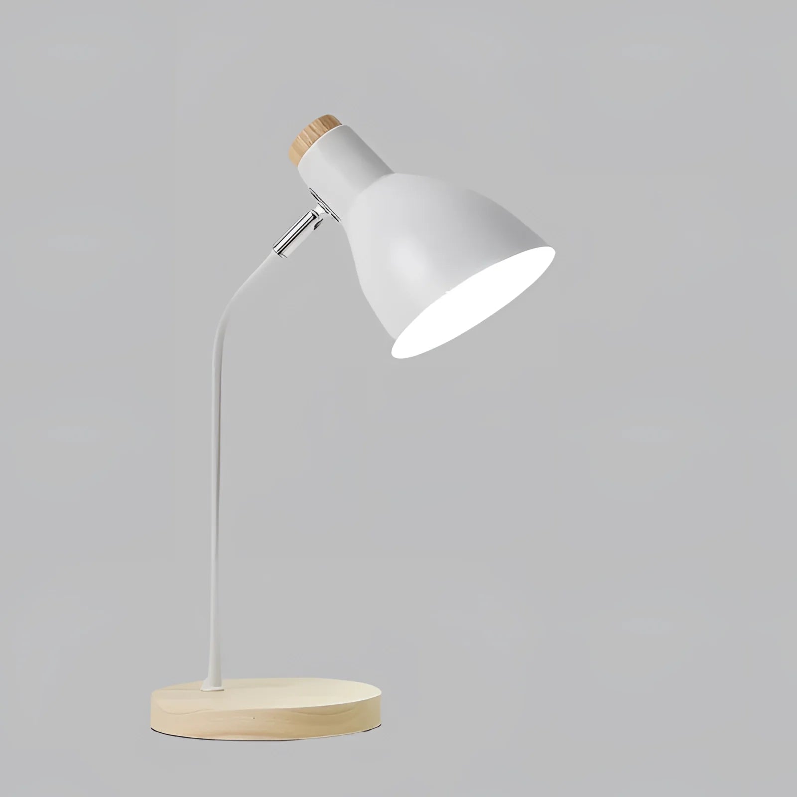 Scandinavian Pastel Pink Desk Lamp - Adjustable Wooden Base