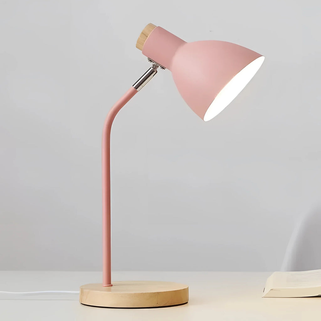 Scandinavian Pastel Pink Desk Lamp - Adjustable Wooden Base